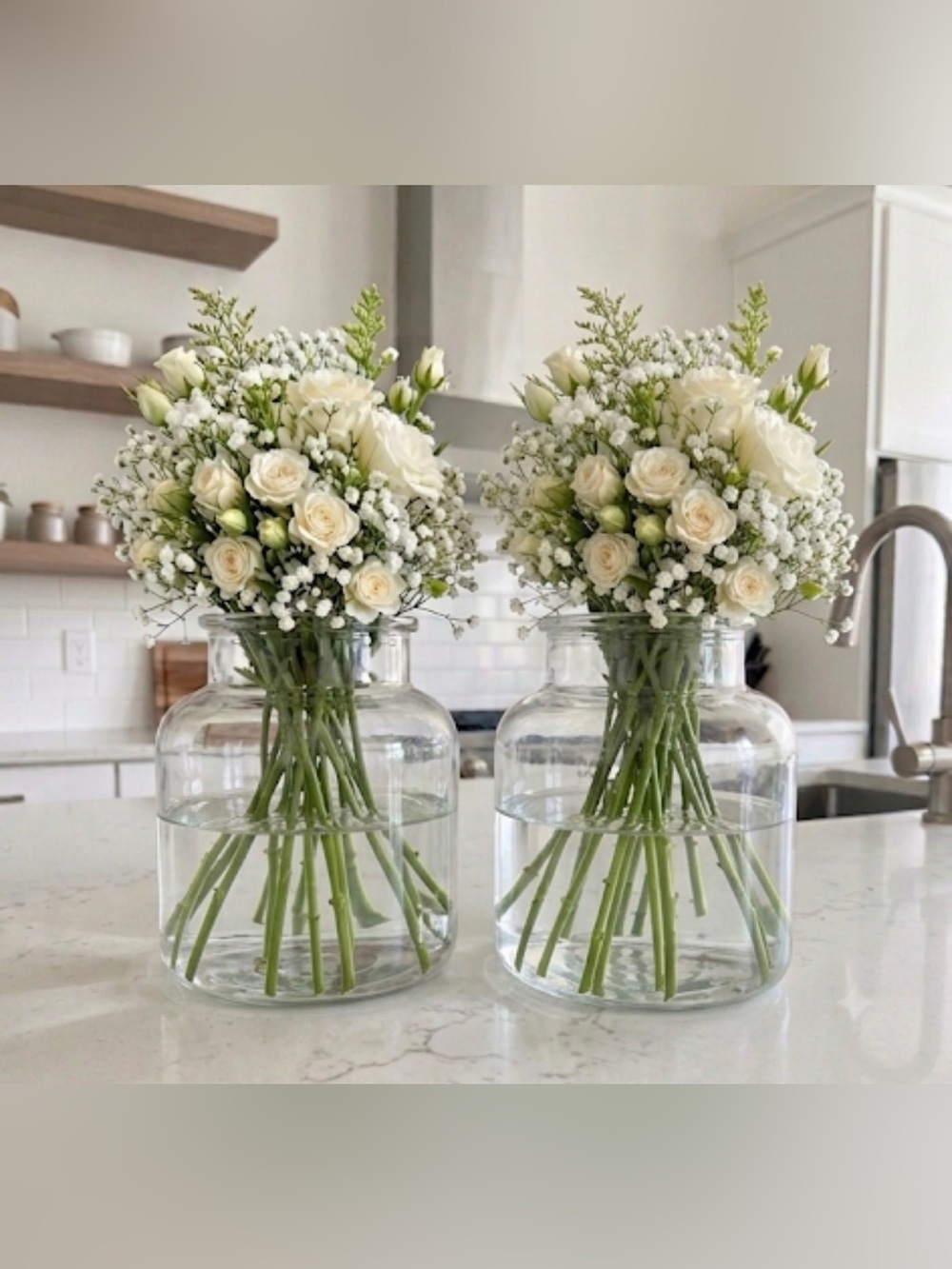 Two Large Round Clear Glass Wide Mouth Storage Containers  /  Flower Vases